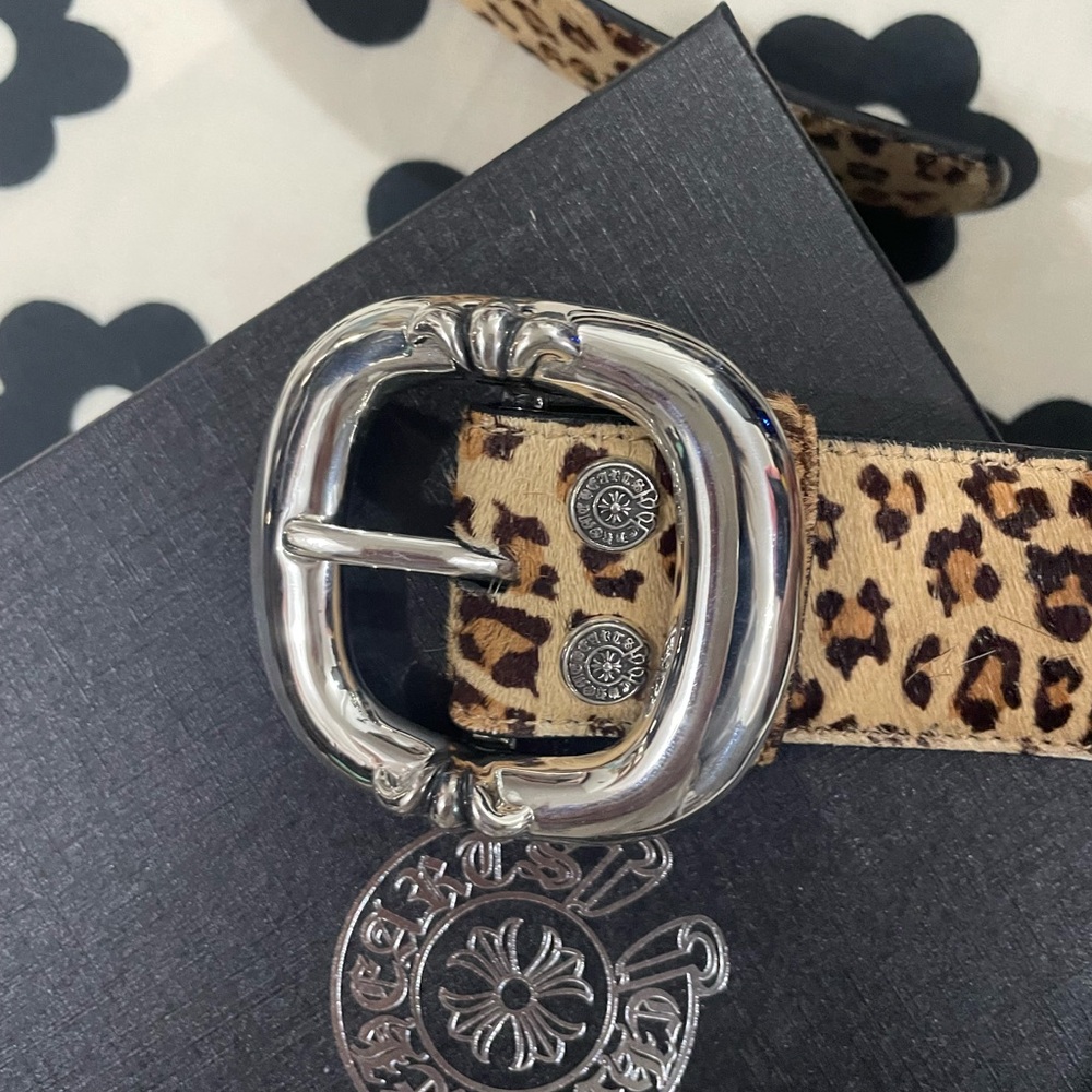 Chrome Hearts Leopard Print Leather Belt with Silver Buckle - Picture 7 of 11